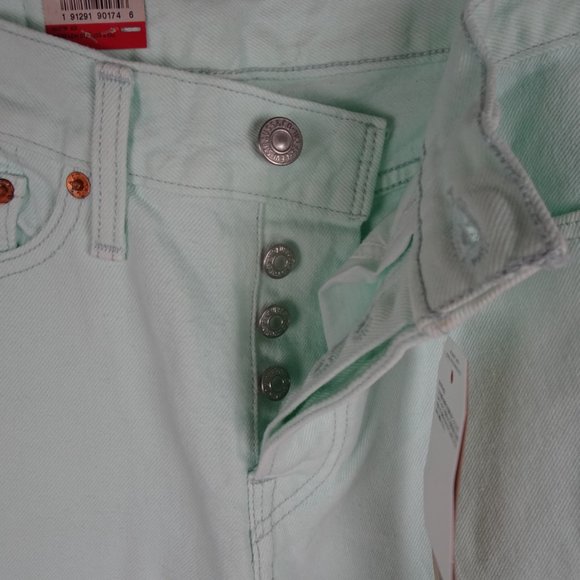 Levi's Wedgie Fit Jeans Women's Size 24 Green Denim Button Fly - Picture 4 of 10